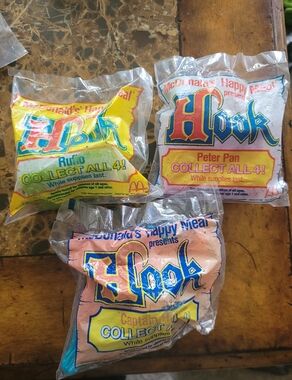 McDonald's Vintage Hook Happy Meal Toys  (Set of 3) + 2 Open